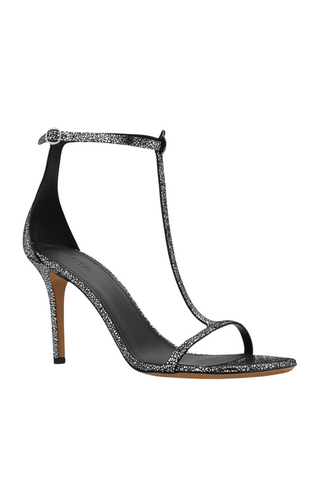 ISABEL MARANT Crackled Metallic Leather T-Strap Sandals