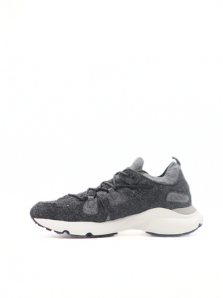 Tods Felt Lace-Up Sport Sneakers Black Grey