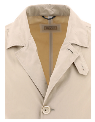 Brunello Cucinelli Cotton Blend Buttoned Trench Coat Beige
