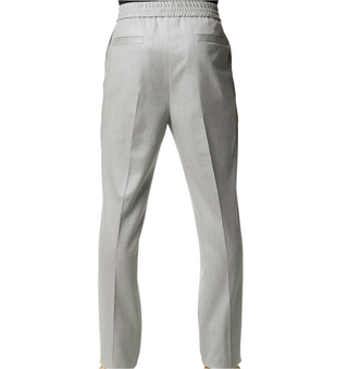 Brunello Cucinelli Grey Wool Blend Pleated Drawstring Trousers