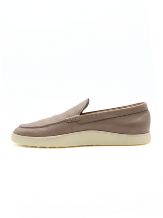 Tods Beige Grained Leather Moccasin Slip-On Shoes