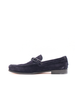 Tods Dark Navy Blue Suede Laccetto Loafers