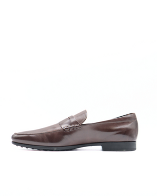 Tods Brown Leather Mocassino Loafers with Braided Detail