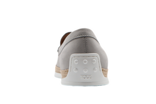 Tods Light Grey Suede Loafers with Raffia Sole