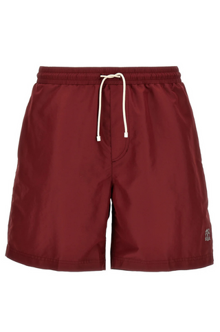 Brunello Cucinelli Bordeaux Technical Fabric Drawstring Swim Shorts