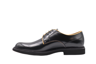 Tods Polished Leather Lace-Up Derby Shoes with Yellow Trim