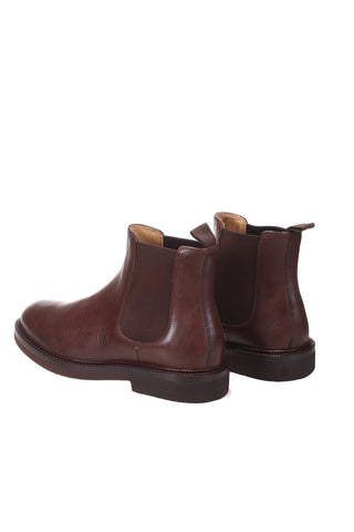 Brunello Cucinelli Leather Chelsea Boots with Elastic Panels Dark Brown