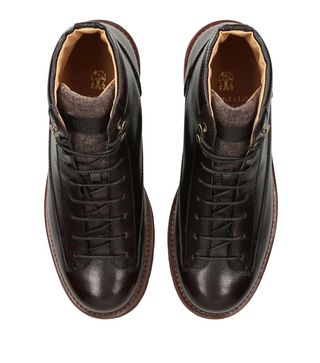 Brunello Cucinelli Mens Leather Boots in Dark Brown