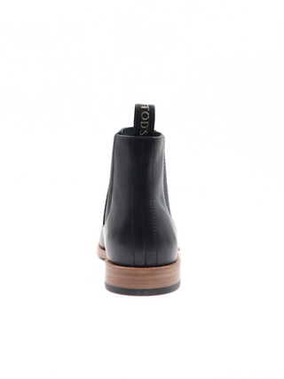 Tods Black Leather Chelsea Boots with Wooden Sole