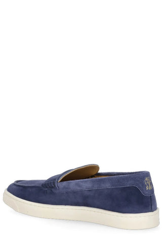 Brunello Cucinelli Suede Penny Loafers with Sneaker Sole Deep Blue