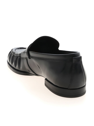 Tods Polished Leather Penny Loafers with Gathered Toe