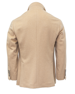 Brunello Cucinelli Wool-Cashmere Double-Breasted Pea Coat Camel