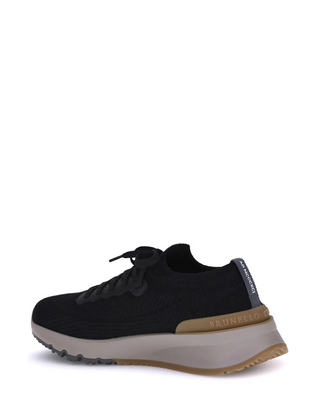 Brunello Cucinelli Mens Knitted Sock Sneakers in Black