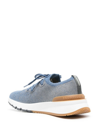 Brunello Cucinelli Brunello Cucinelli Knitted Low-Top Sneakers with Contrast Heel