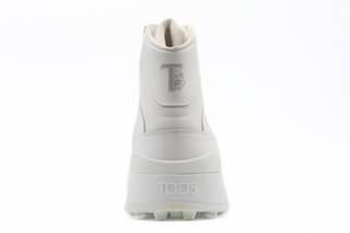 Tods White Leather Lace-Up High-Top Sneakers