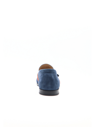 Tods Blue Suede Gommino Driving Shoes with T-Buckle Strap