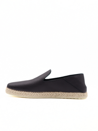 Tods Grained Leather Folding-Back Espadrille Loafers Navy