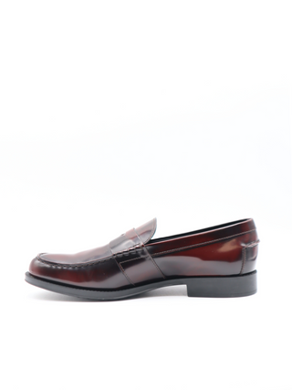 Tods Burgundy Polished Leather Penny Loafers