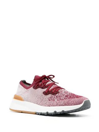 Brunello Cucinelli Marl Knit Suede-Trim Low-Top Sneakers