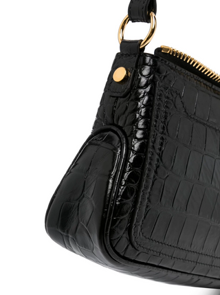 Tom Ford Embossed Croc Leather Top-Zip Shoulder Bag