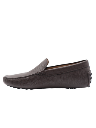 Tods Grained Leather Gommino Driver Shoes Dark Brown