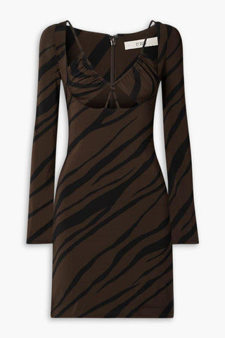 ET OCHS AIDA CUTOUT ZEBRA-PRINT STRETCH-JERSEY MINI DRESS - Size 4