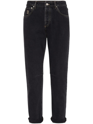 Brunello Cucinelli Brunello Cucinelli Dark Wash Denim Panel-Knee Trousers