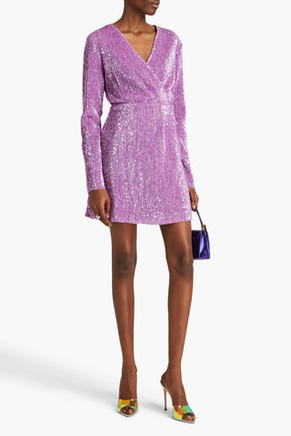 STINE GOYA NOELLA SEQUINED LAM-JERSEY MINI DRESS - Size XXS