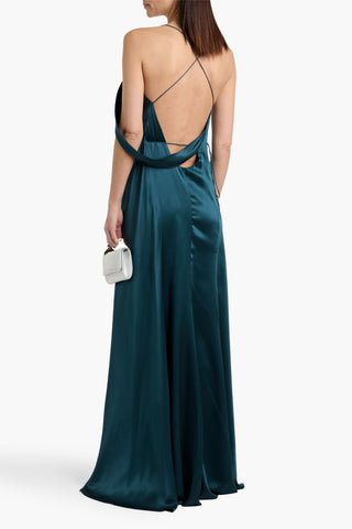 MICHELLE MASON DRAPED SILK-SATIN WRAP GOWN - Size 4