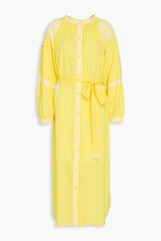 MELISSA ODABASH ALLY EMBROIDERED VOILE MIDI DRESS - Size S