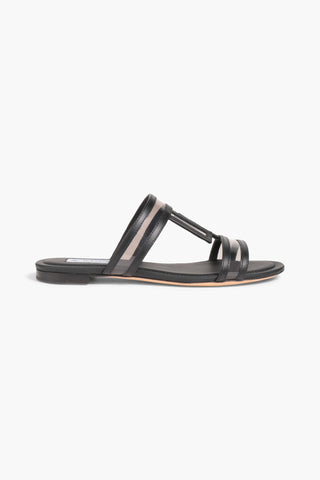 TOD'S DOUBLE T LEATHER AND PVC SANDALS - Size 36.5