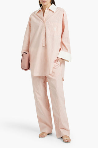 BY MALENE BIRGER HELSY STRIPED COTTON-POPLIN STRAIGHT-LEG PANTS - Size 38