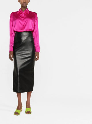 Tom Ford Satin Point-Collar Button-Up Shirt Pink
