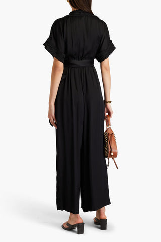 DIANE VON FURSTENBERG DECHEN CROPPED SATIN WIDE-LEG JUMPSUIT - Size XXS