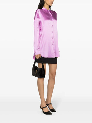 Tom Ford Purple Satin Point-Collar Button-Front Shirt