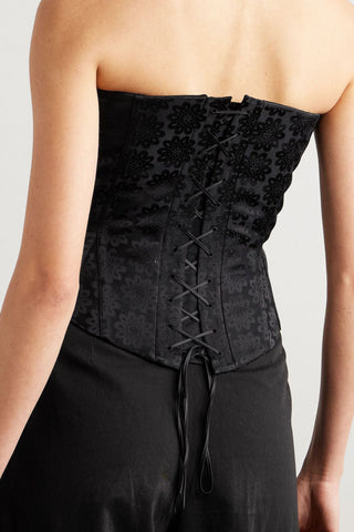 STELLA MCCARTNEY LACE-UP JACQUARD BUSTIER TOP - Size 40