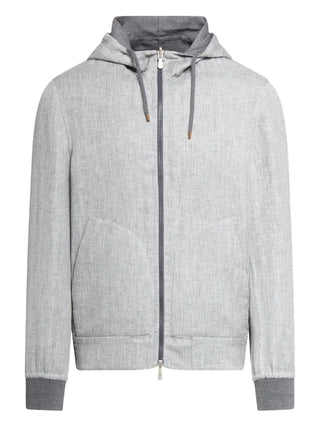 Brunello Cucinelli Linen Blend Full-Zip Hooded Jacket