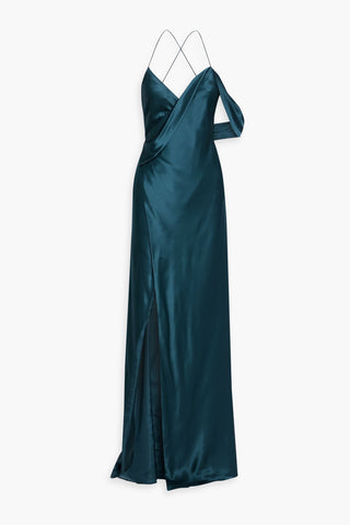 MICHELLE MASON DRAPED SILK-SATIN WRAP GOWN - Size 2