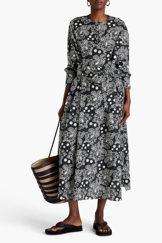 LORETTA CAPONI VALENTINA BELTED PRINTED COTTON MIDI DRESS - Size ONESIZE