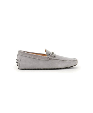 Tods Suede Gommino Driving Shoes with Metal Hardware Grey