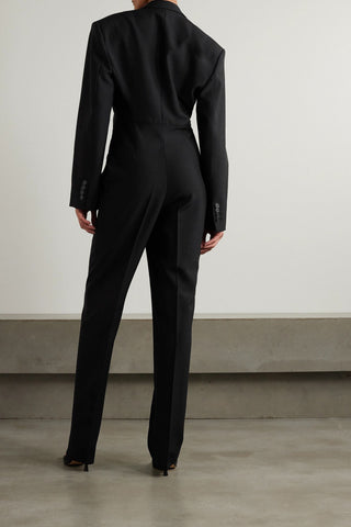 STELLA MCCARTNEY SATIN-TRIMMED WOOL JUMPSUIT - Size 34