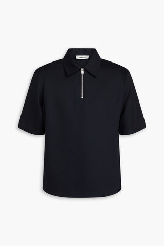 SANDRO LYOCELL-BLEND TWILL POLO SHIRT - Size M