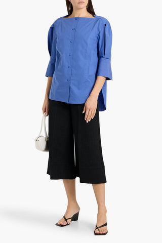 ANOTHER TOMORROW OVERSIZED PLEATED COTTON-POPLIN TOP - Size 36
