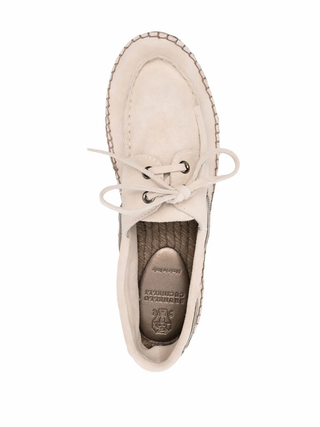 Brunello Cucinelli Lambskin Suede Espadrille Boat Shoes