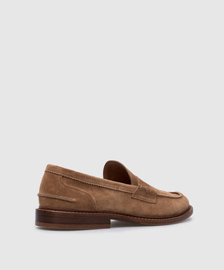 Brunello Cucinelli Tobacco Suede Penny Loafers