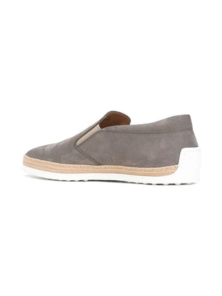 Tods Textured Fabric Espadrille Slip-on Loafers Grey