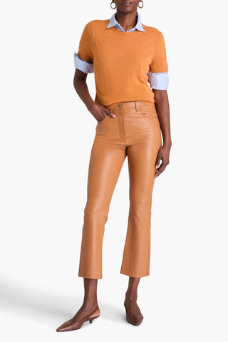 JOSEPH DUKE CROPPED LEATHER STRAIGHT-LEG PANTS - Size 40
