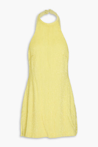 RETROFÊTE ALEXIS SEQUINED CHIFFON HALTERNECK MINI DRESS - Size S