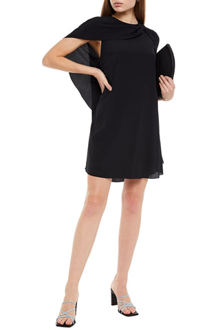 VALENTINO CAPE-EFFECT KNOTTED CREPE DE CHINE MINI DRESS - Size 36