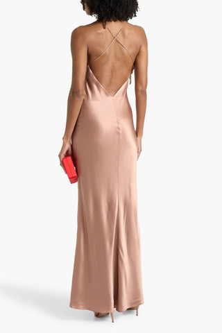 MICHELLE MASON DRAPED SILK-SATIN GOWN - Size 4